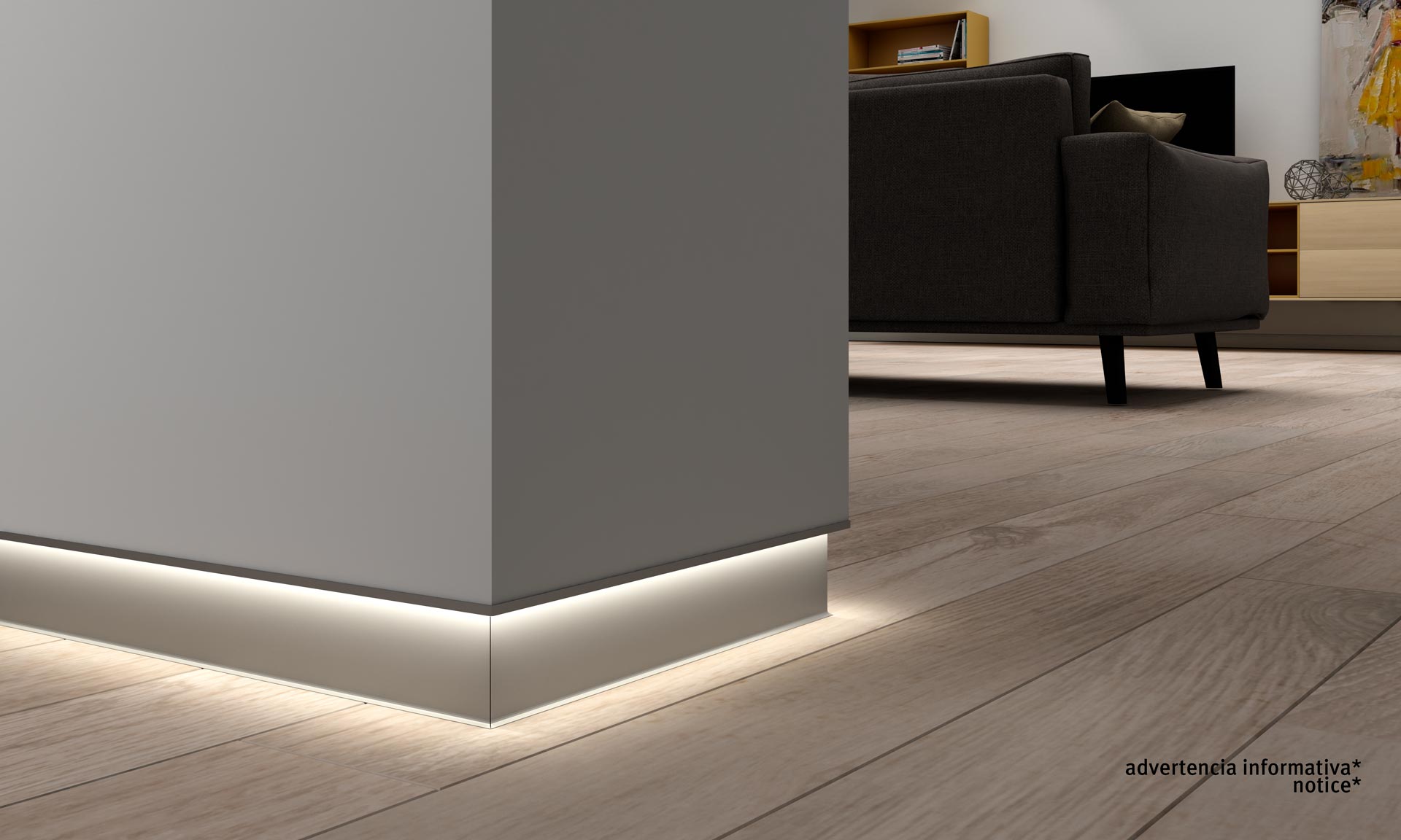 Plinta retrasa shadow gap neagra cu led pt. pardoseli si tavane Novorodapie Eclipse Emac