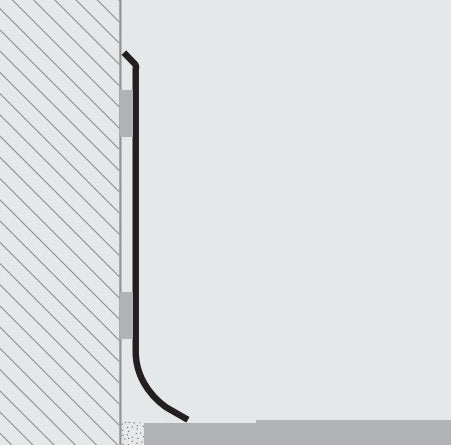 Sectiune montaj Plinta inox inaltime mare 10cm Skirting 